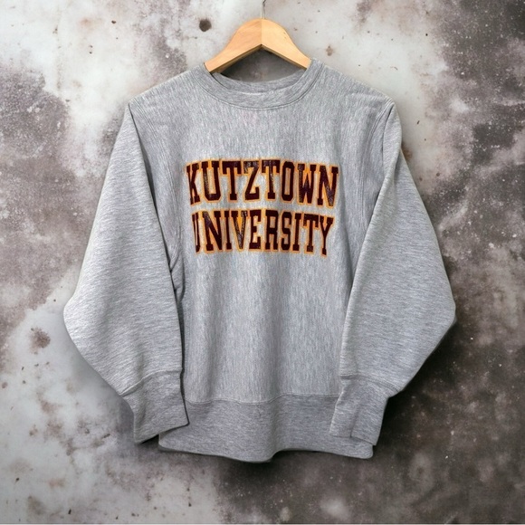 Vintage 80s Kutztown University Champion Reverse Weave Warm Up Sweatshirt Size M - Picture 1 of 9